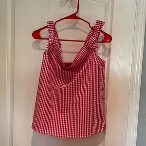 Cutest top ever! Red and white checkered top  Bow sleeves by Sugar lips size S